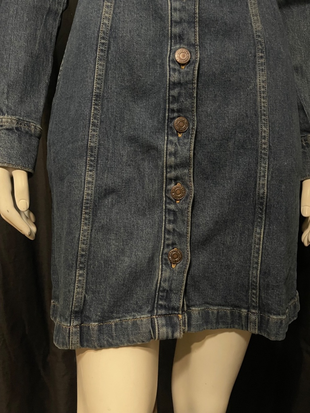 Levi's Flynn Western Denim Mini Dress Size Medium NWT Standard Fit Blue - Picture 6 of 16